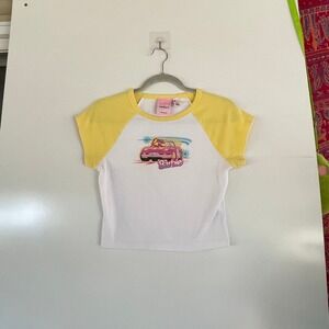 Forever 21 Barbie Collab Graphic Tee Crop Size Large Barbiecore‎ Pink